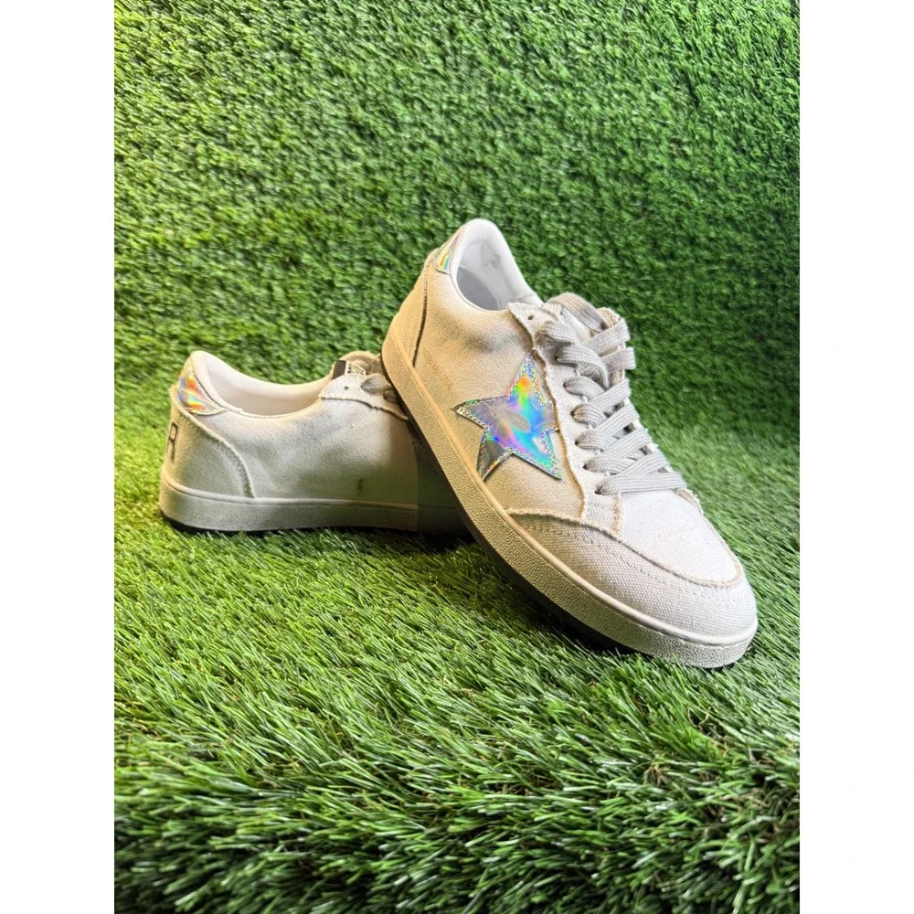 Golden‎ Goose BallStar White Canvas Sneakers Iridescent Holographic GGDB 6.5y